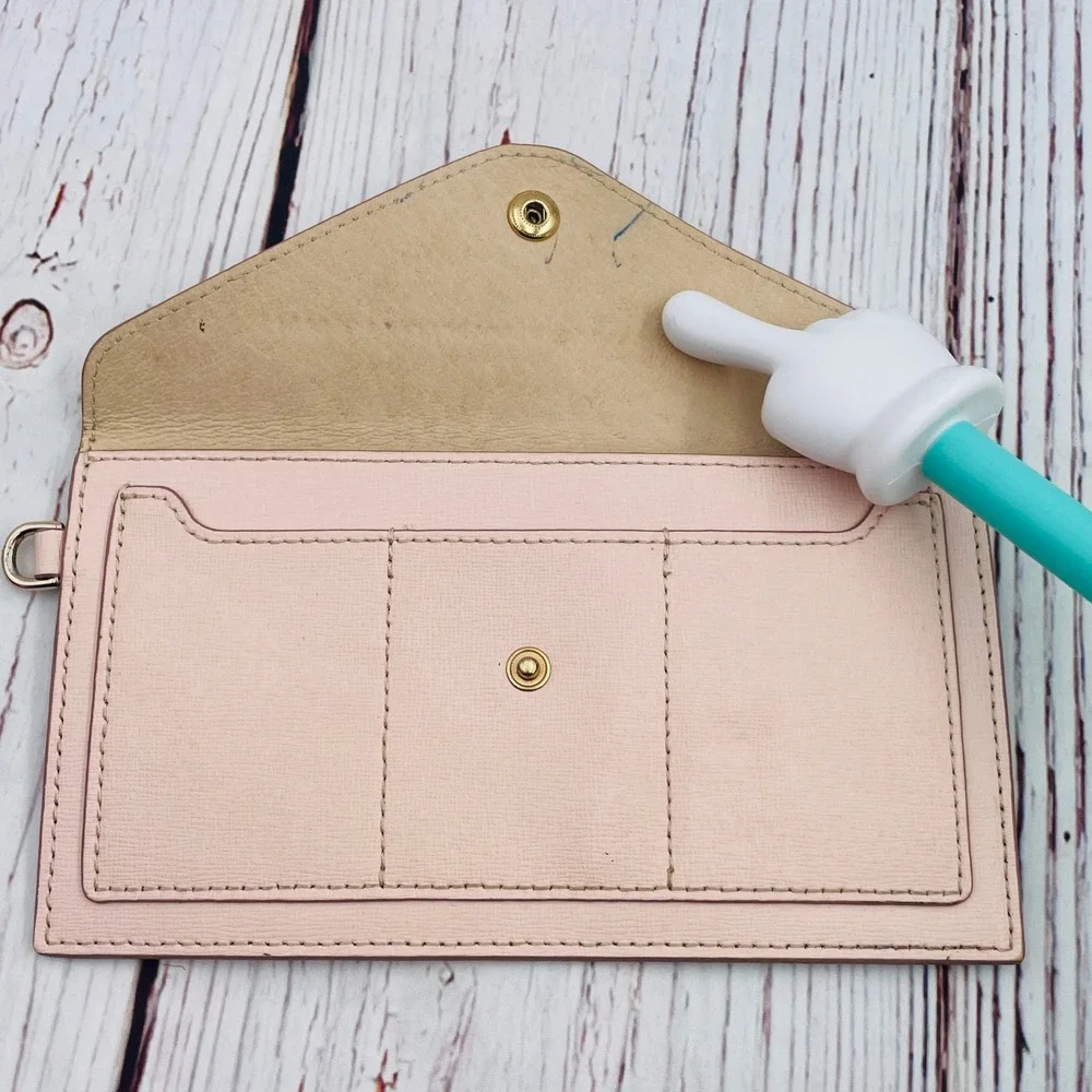Dooney & Bourke Pink Textured Leather Envelope Clutch Wallet‎ Gold Tone Hardware